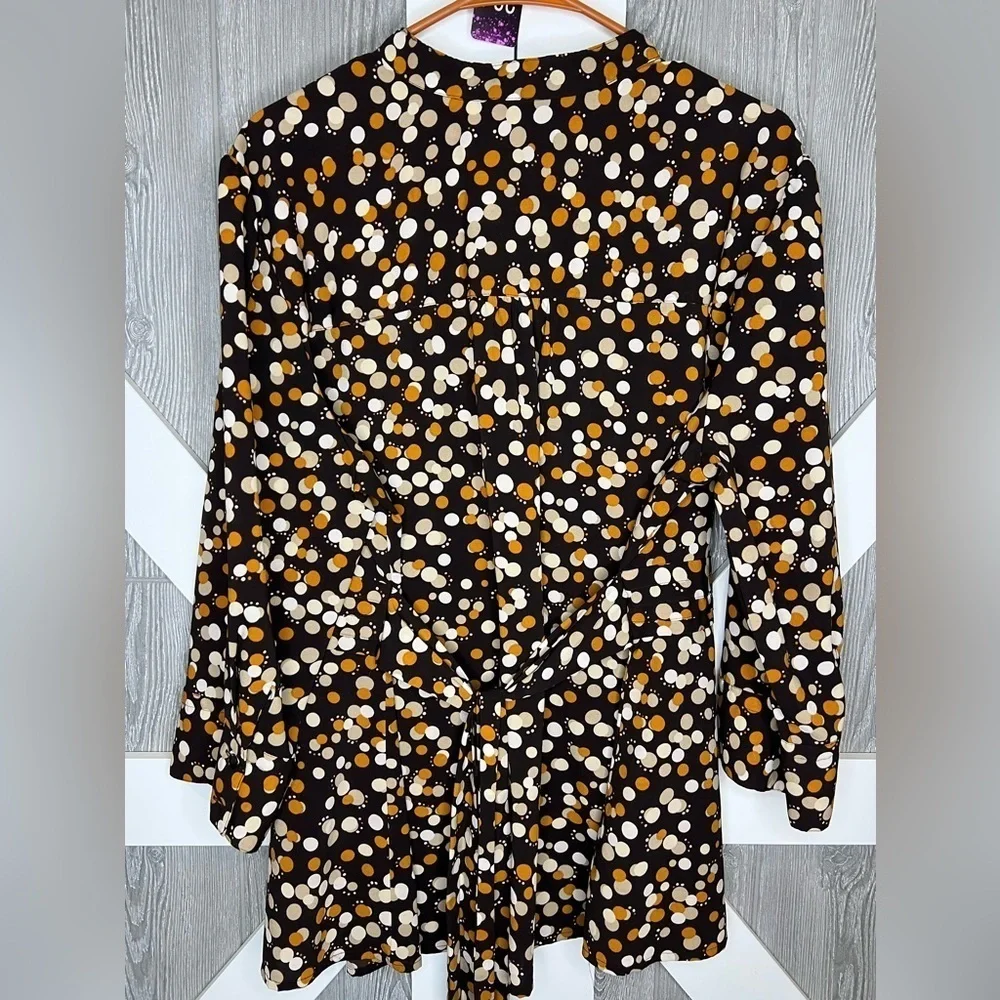 394. Croft and barrow womenās stretch blouse with tie STUNNING autumn colors - Picture 3 of 12
